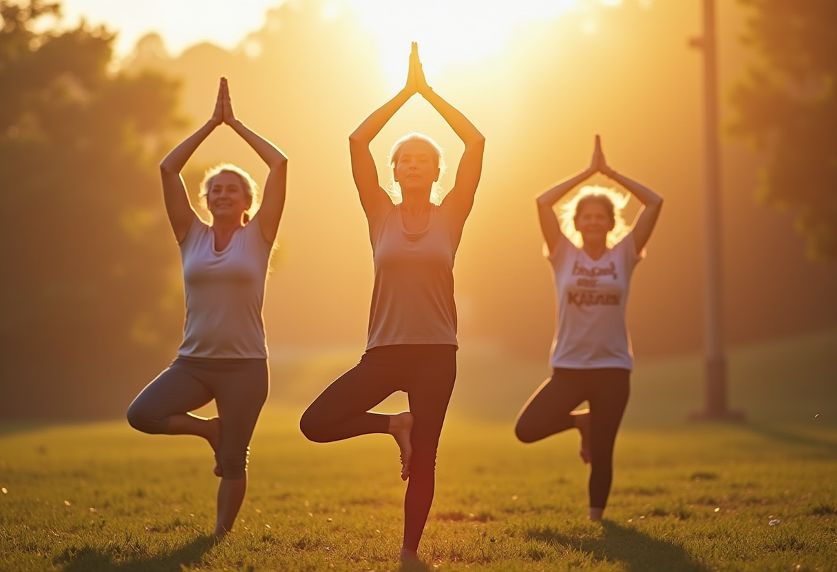 Йога медитація на заході сонця